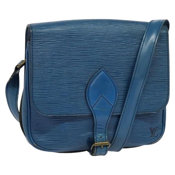 LOUIS VUITTON Epi Cartouchiere MM Shoulder Bag Blue M52245 - Picture 1 of 13